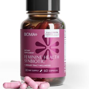BIOMA Feminine Health Synbiotic - Women's Health Supplement for Healthy Vaginal pH, Urinary Tract & Digestive Support - with Probiotics, Cranberry & Tributyrin - 60 Capsules (30-Day Supply)