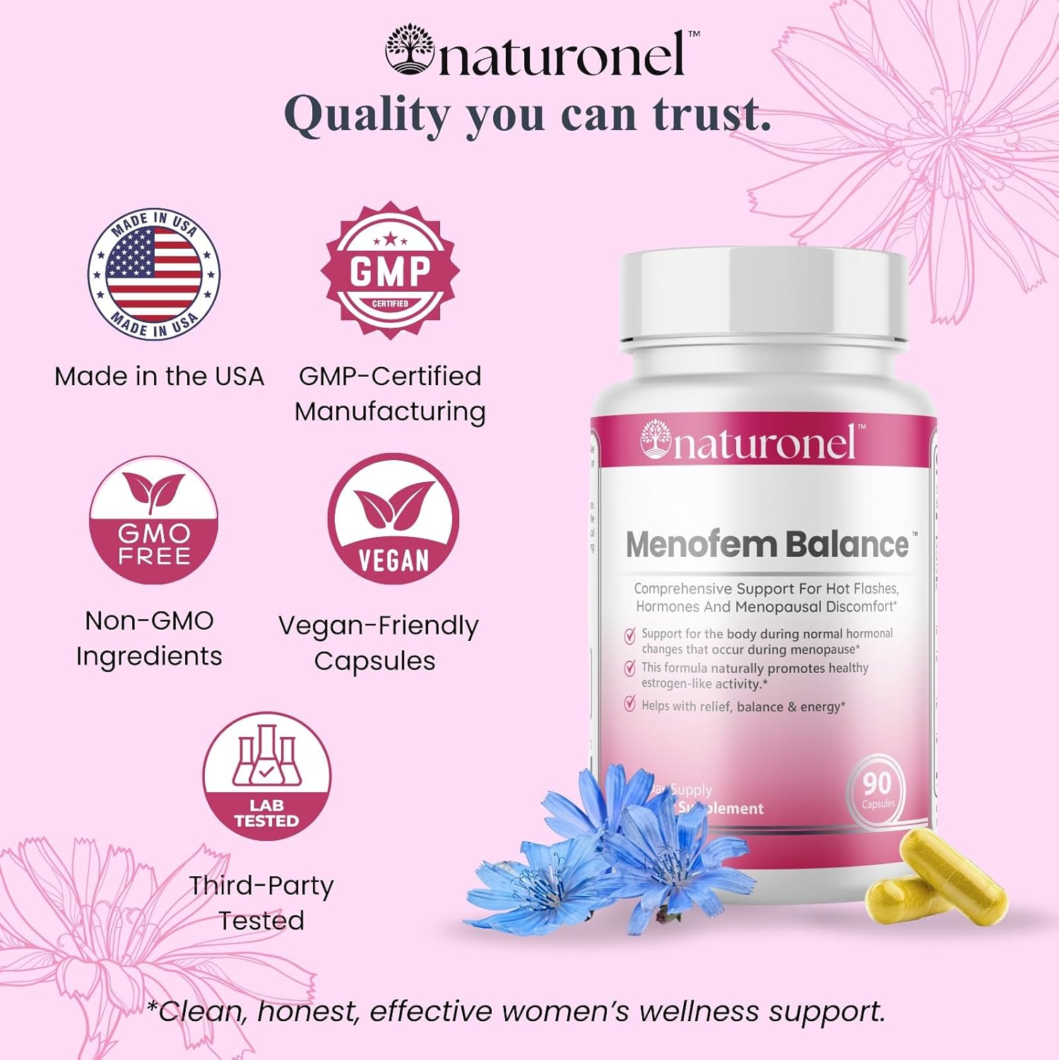Menofem Balance – Women’s Hormone & Menopause Support with Black Cohosh, Red Clover, DIM, Probiotics & B Vitamins | Hot Flash & Mood Support | Menopause Supplements for Women - Image 6