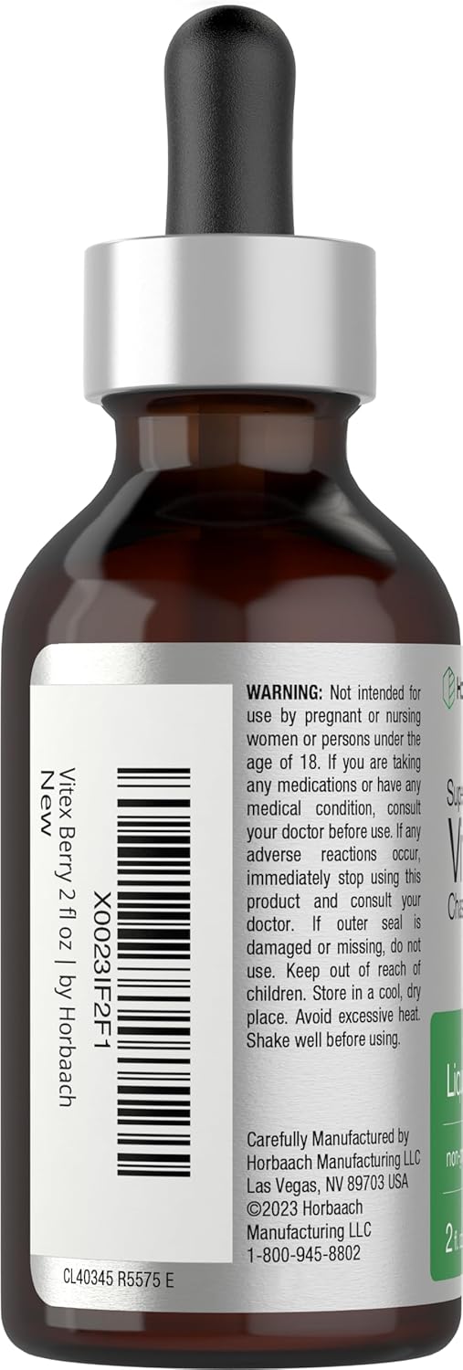 Horbäach Vitex Berry Chasteberry Extract Tincture | 2 fl oz | Super Concentrated Liquid | Alcohol Free Chaste Tree Berry Supplement | Vegetarian, Non-GMO, Gluten Free - Image 3