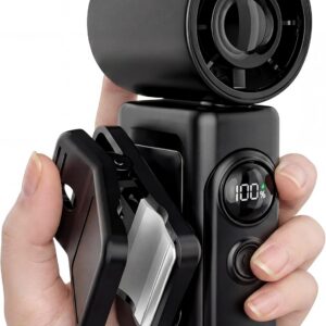 Handheld Fan Portable,0.26lb Mini Fan,Handheld/Clip-on Dual Mode,4-Speed & long lasting,USB-C Fast Charge & Power Display,compact for Outdoor/Commute/Office/Travel/Stroller,Gifts for Women men,Black