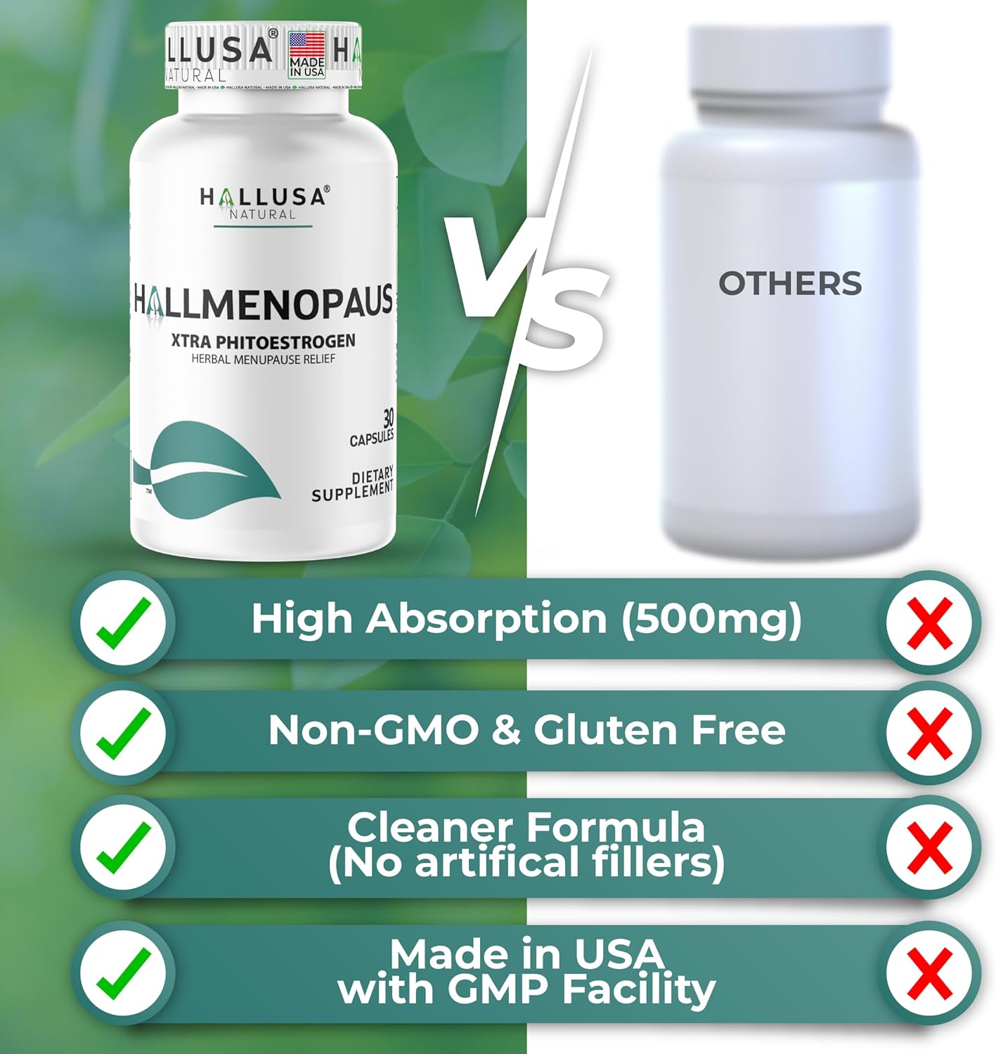 "N/A" Hallmenopaus - Menopause Supplements for Women, 30 Capsules, Hormonal & Estrogen Balance, Mood, Hot Flashes, Night Sweats Support, 40% Soy Isoflavones 200 mg & Ipriflavone 300 mg - Image 9