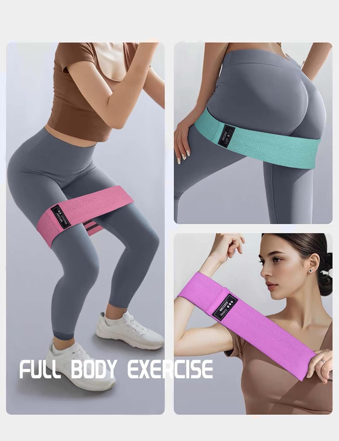 Resistance Bands for Working Out Hip and Legs, Fabric Booty Bands Set, Widen Exercise Bands for Women Men, Pilates Stretch Yoga Starter Set - Image 8