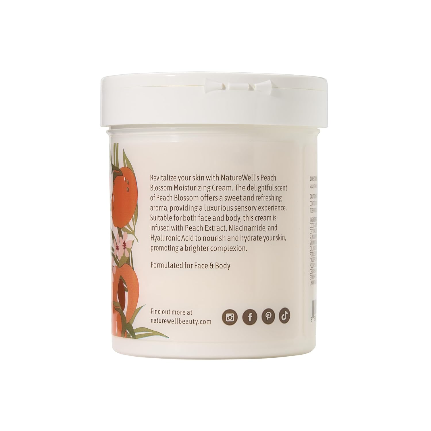NATURE WELL Peach Blossom Restore & Brighten Moisturizing Cream For Face & Body, Infused With Peach Extract, Niacinamide, & Hyaluronic Acid, Promotes A Brighter Complexion, 16 Oz. - Image 3