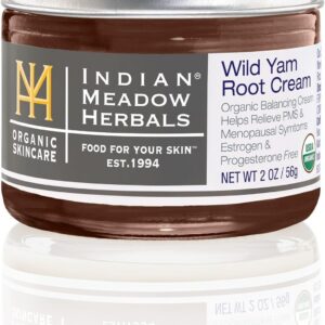 Indian Meadow Herbals Wild Yam Root Cream (2oz) - USDA Certified Organic Balancing Cream for PMS & Menopause Relief - Estrogen & Progesterone-Free. Woman-owned & Operated Since 1994.