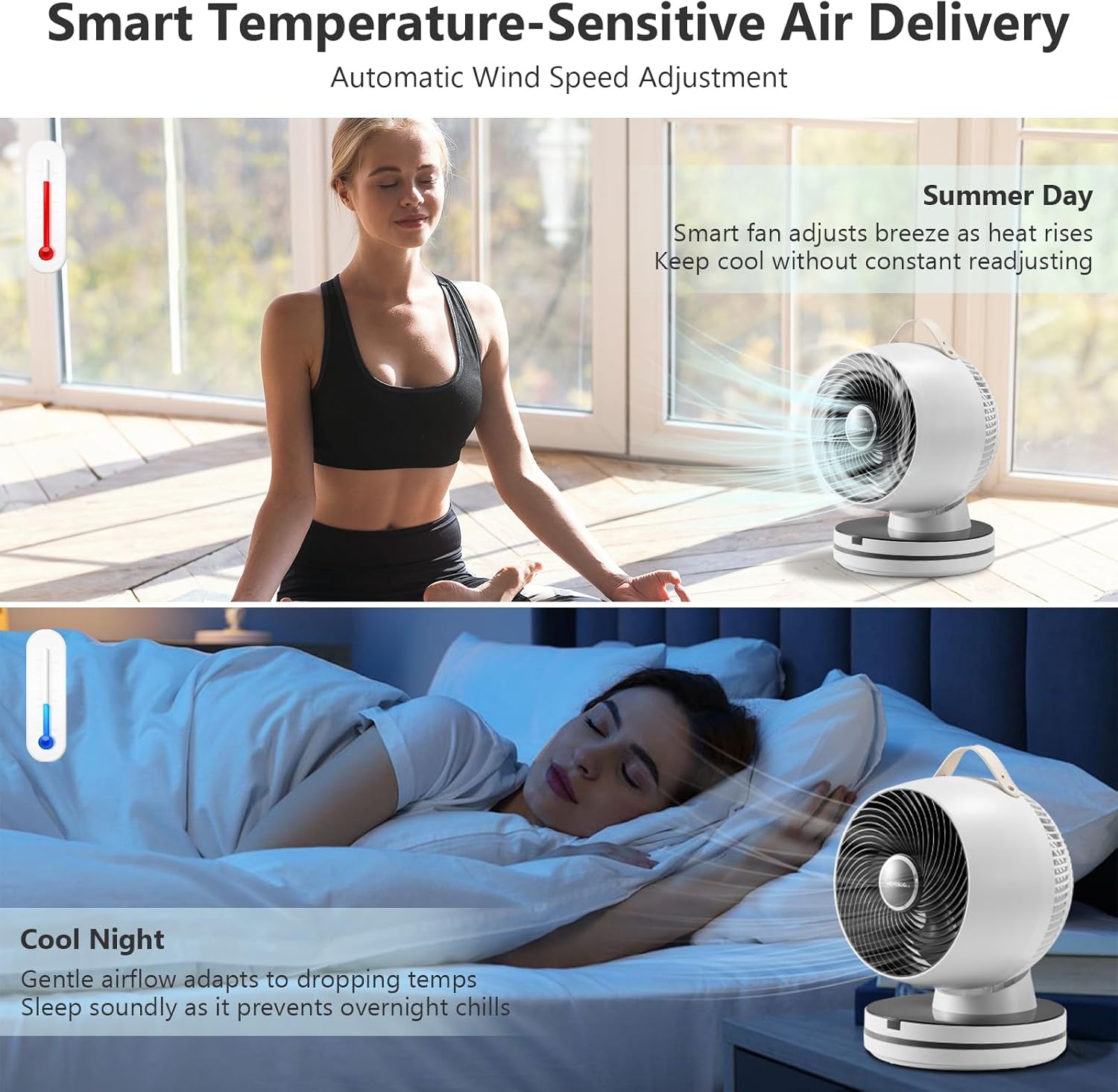 Air Circulator Fan 0dB Quiet 15.75 Inch Table Fans for Bedroom, 12 Speeds, 12H Timer, Auto Temperature Control Oscillating Fan Desk Fan with Remote for Home Office Dorm - Image 7