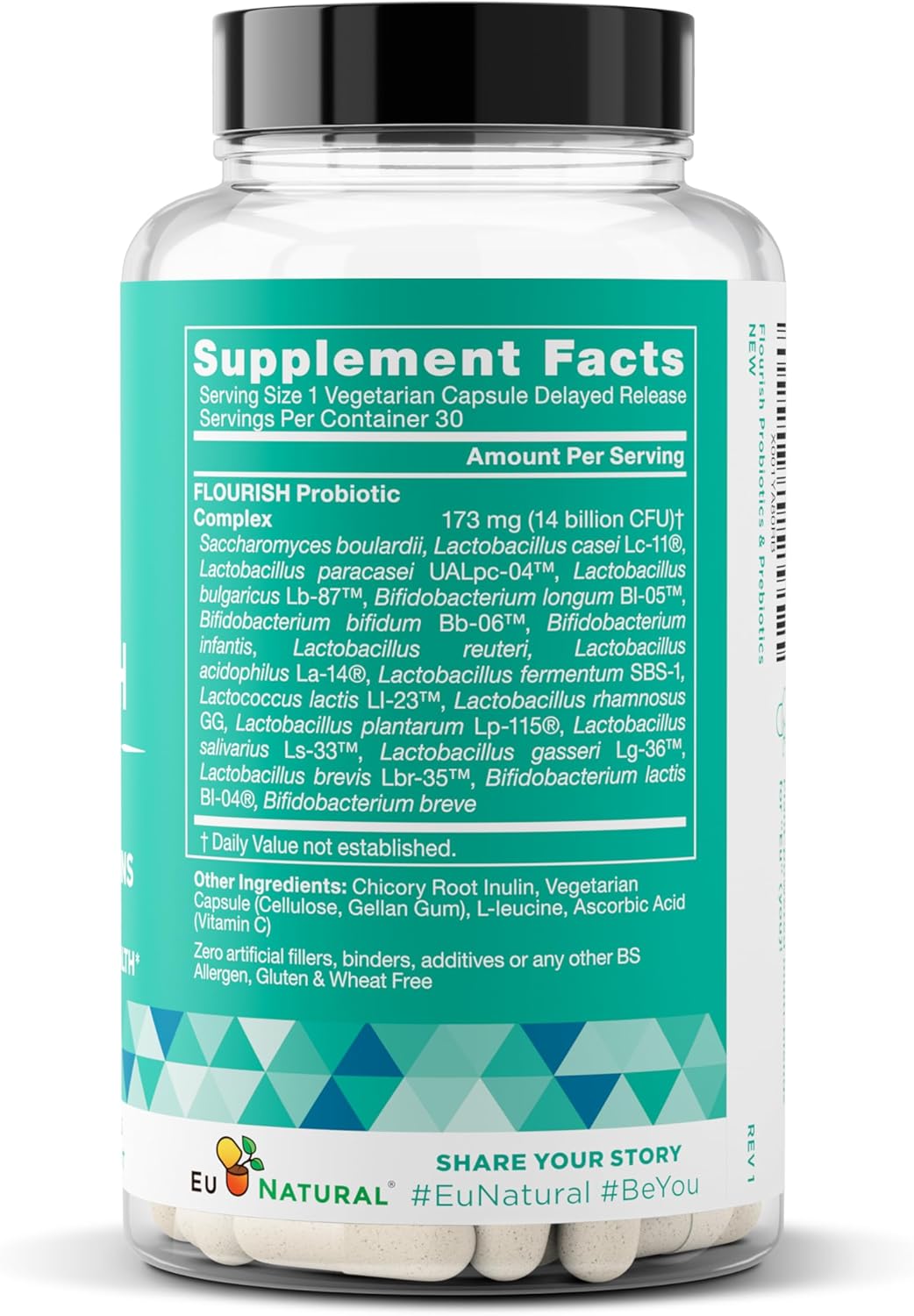 Flourish Probiotics + Prebiotics for Women - Gut and Digestion, Urinary Tract, Reduce Bloating, Vaginal Health - 18 Clinically Proven Strains, 14 Billion CFU - 30 Shelf-Stable Mini Vegan Capsules - Image 8