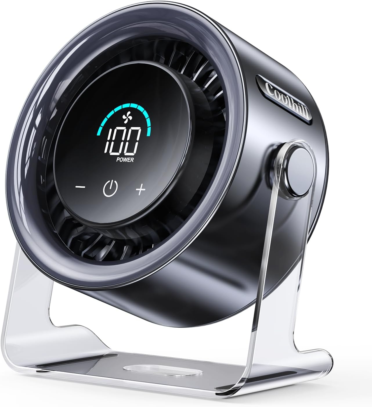 USB Desk Fan for Bedroom: 100 Speeds Digital Display Quiet Table Fan with Turbo Airflow, 120° Rotating Small Rechargeable Battery Desktop Fans for Bedroom Home Office (Black)