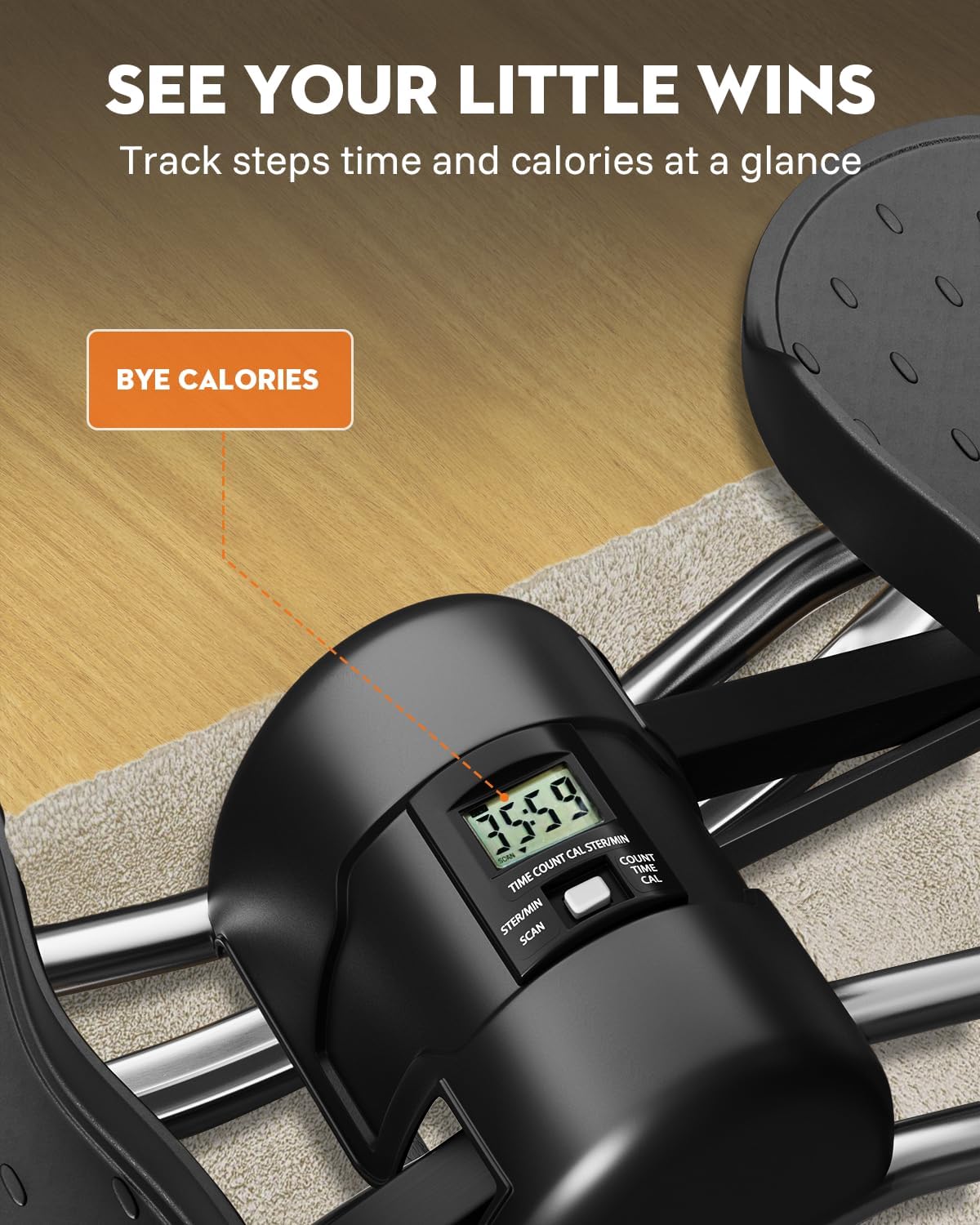 Low-Impact Rocking Steppers for Exercise at Home with Digital Display & Resistance Bands and Non-Slip Mat Equipment for Seniors & Beginners,250LBS Capacity - Image 7