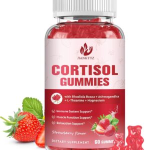 Cortisol Gummies for Women with Ashwagandha, Rhodiola Rosea, L-Theanine, Magnesium, Vitamin D3 for Zzz Support, Balanced Cortisol, Vegan, 60 Gummies