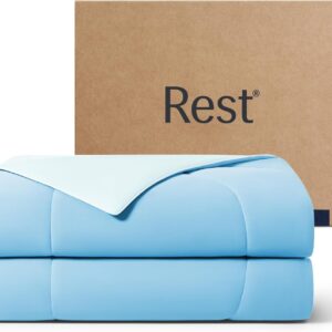 REST® Evercool® Cooling Comforter Twin/Twin XL – Ultra-Light Breathable Blanket for Hot Sleepers & Night Sweats, All-Season Cooling Bedding (68”x90”, Aqua Blue)