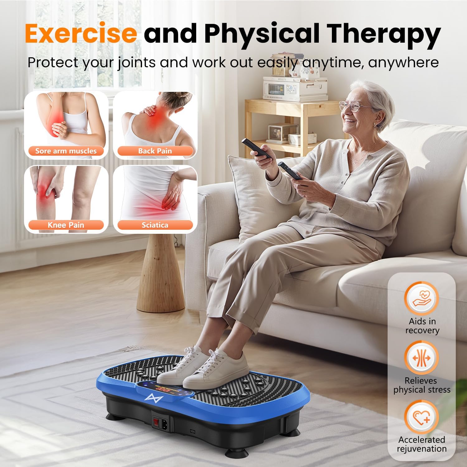 AXV Vibration Plate Fitness Platform Exercise Machine Vibrating Shaking Full Body Shaker Workout Vibrate Stand Shake Board Sport for Weight Loss Fat Burner for Gym Home Office - Image 7