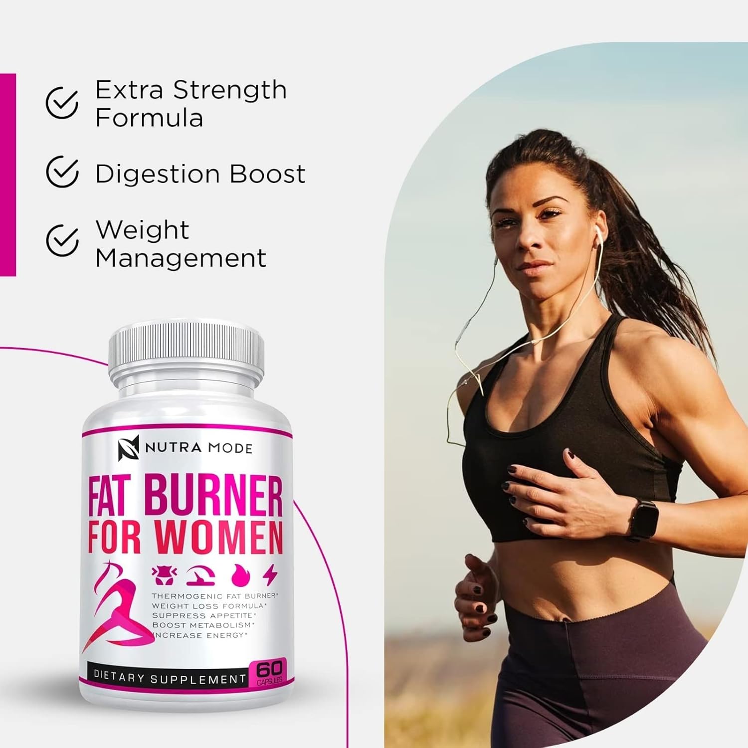 Natural Weight Loss Pills for Women-Best Diet Pills that Work Fast for Women-Appetite Suppressant-Thermogenic Belly Fat Burner-Carb Blocker-Metabolism Booster Energy Supplements -60ct - Image 3