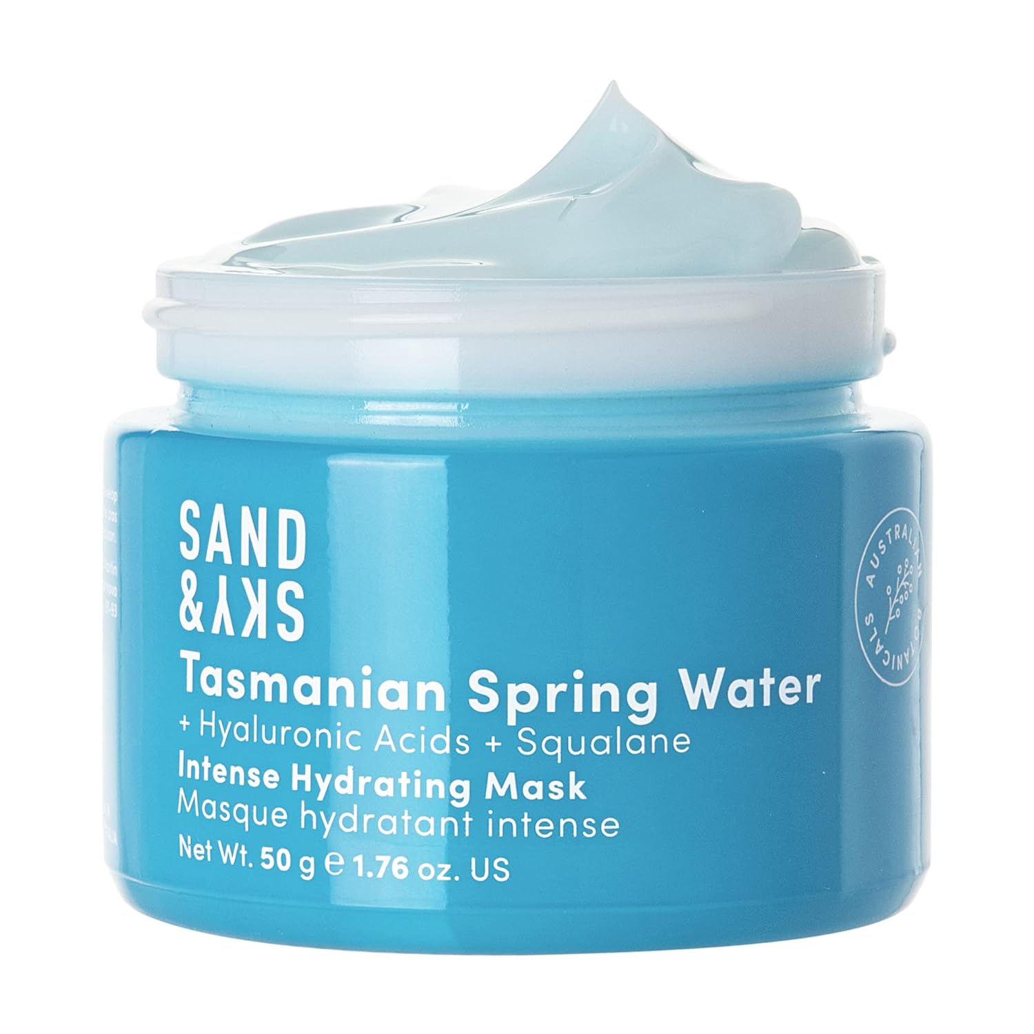 Sand & Sky Face Mask Hydrating Skincare with Hyaluronic Acid - Tasmanian Spring Water Intense Hydration Facial Mask, Skin Barrier Repair, Soothes Redness, Anti Aging Sleeping Mask, Australian Beauty