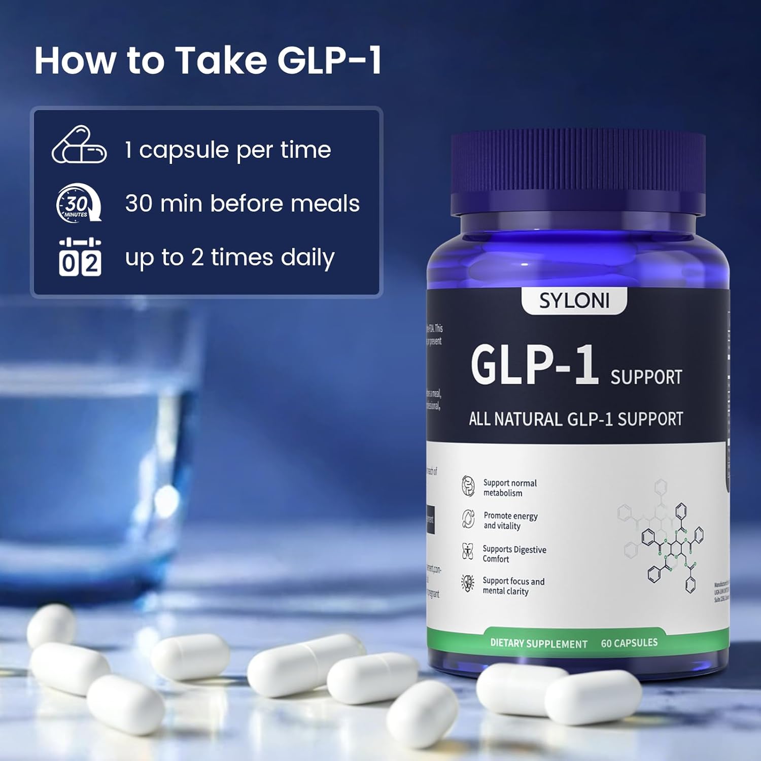 GLP-1 Supplement Reduce Appetite for Women & Men, Natural Supports Metabolism, Weight Management, Energy, Focus & Vitality, 60 Capsules with Vitamin C, Berberine & Green Tea Extract - Image 6