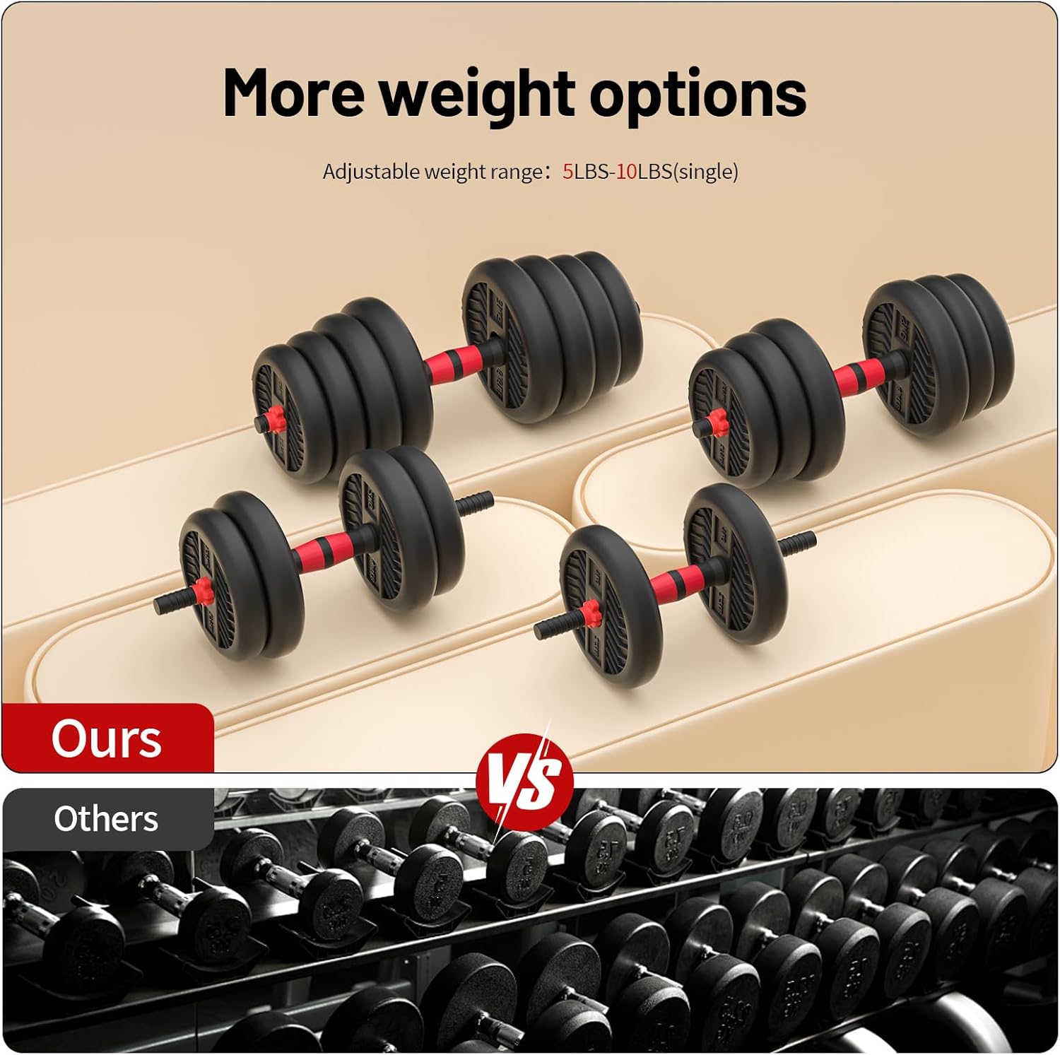 Adjustable Dumbbell, 20/30/40/60/80lbs Dumbbells Set, 4-in-1 Free Weights for Women/Men Workout Equipment Used as Barbell/Kettlebells/Push up Stand for Home Gym - Image 3