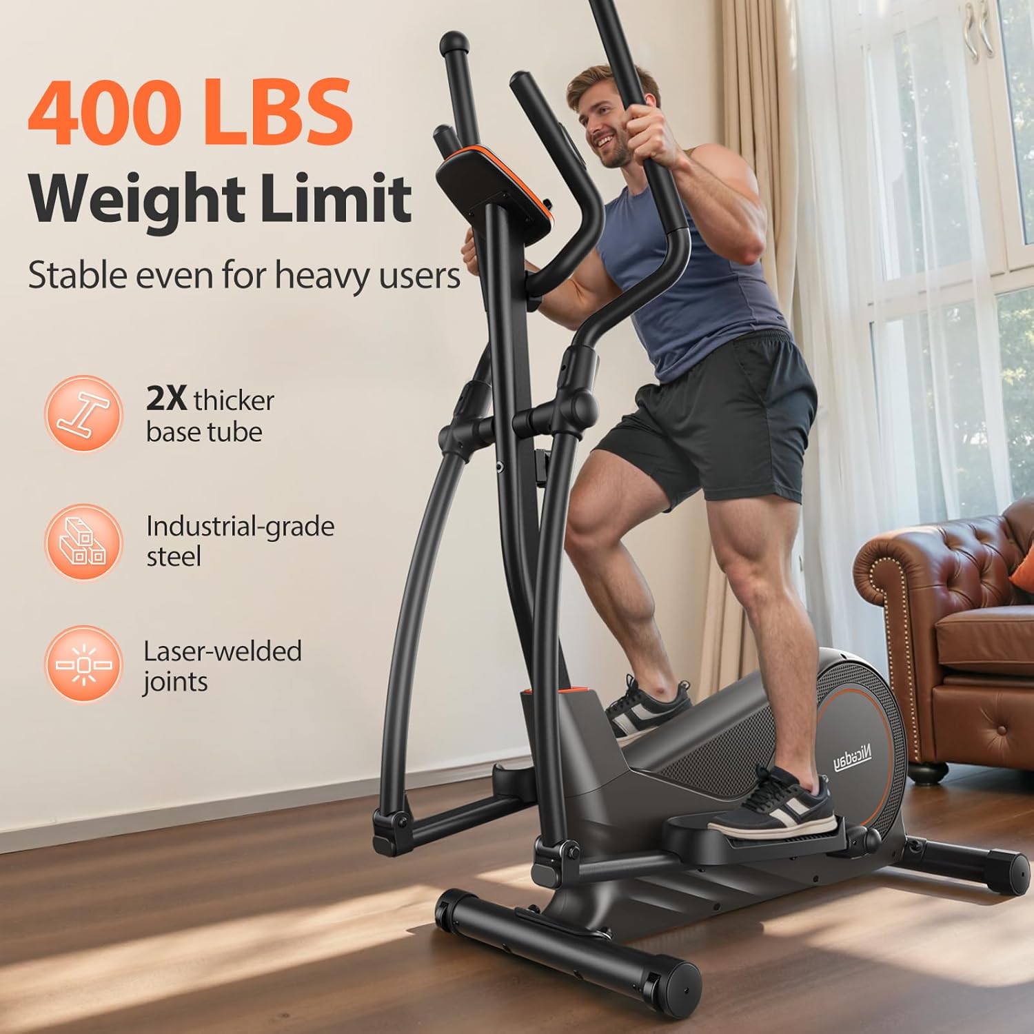 Niceday Elliptical Exercise Machine, Elliptcal Machine for Home, 15.5IN&16IN&20IN Stride Elliptical Machine, 500LBS Loading Capacity, Elliptcal Training Machine with 16 Level Resistance - Image 4