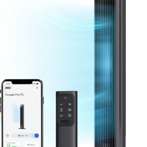 DREO Smart Tower Fan for Bedroom, 90° Oscillating 40" Standing Fan, 26ft/s High-Speed 5 Speeds 4 Modes, Quiet Room Floor Fans, Touch/Remote/APP & Voice Control, Work with Alexa, 12H Timer, Silver