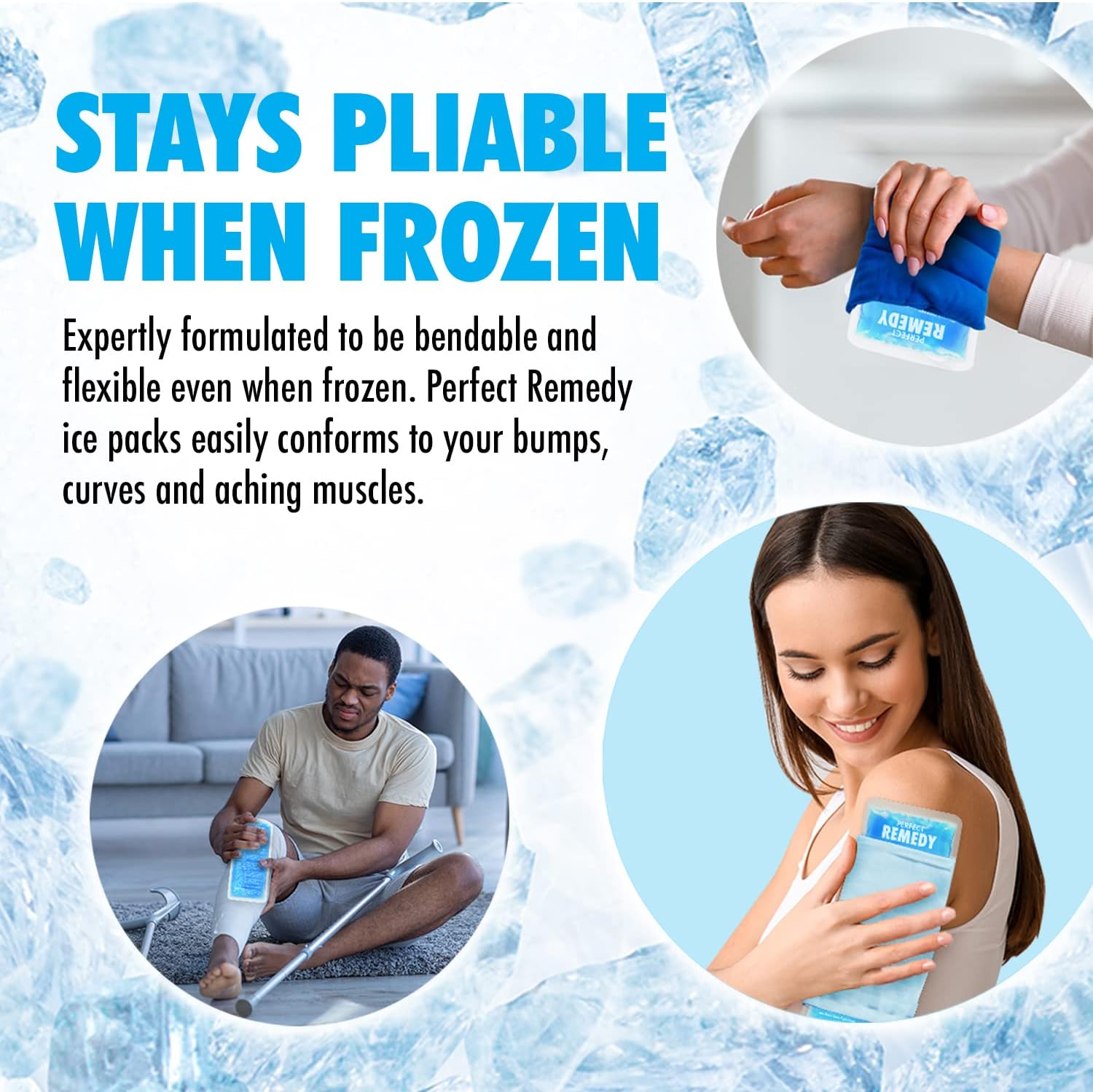 Perfect Remedy 2-Pack Gel Ice Packs for Injuries - Reusable, Soft & Flexible Hot & Cold Compress, Soothing Aid for Sprains, Strains, Soreness conditions, Alternative to Hot Water Bottles (Blue, Large) - Image 5
