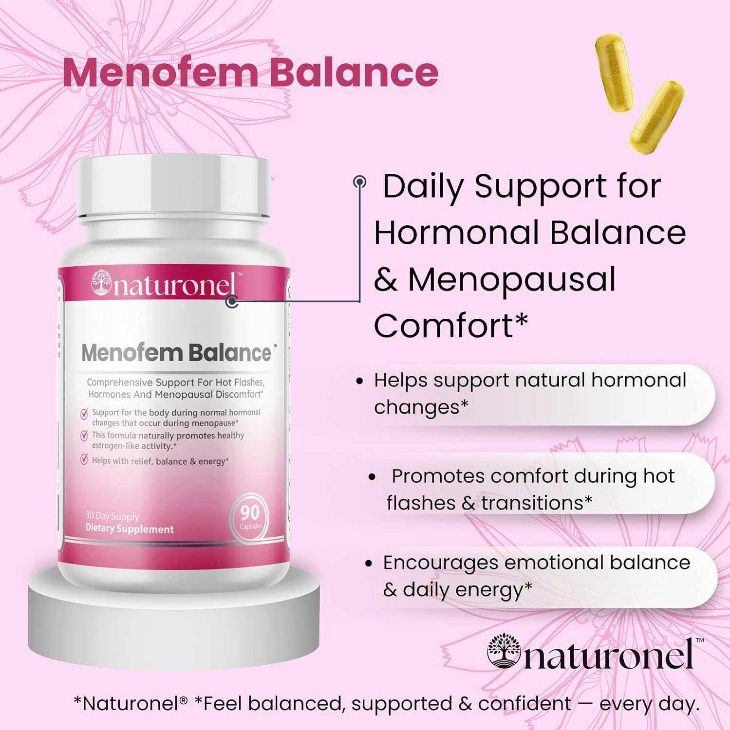 Menofem Balance – Women’s Hormone & Menopause Support with Black Cohosh, Red Clover, DIM, Probiotics & B Vitamins | Hot Flash & Mood Support | Menopause Supplements for Women - Image 3