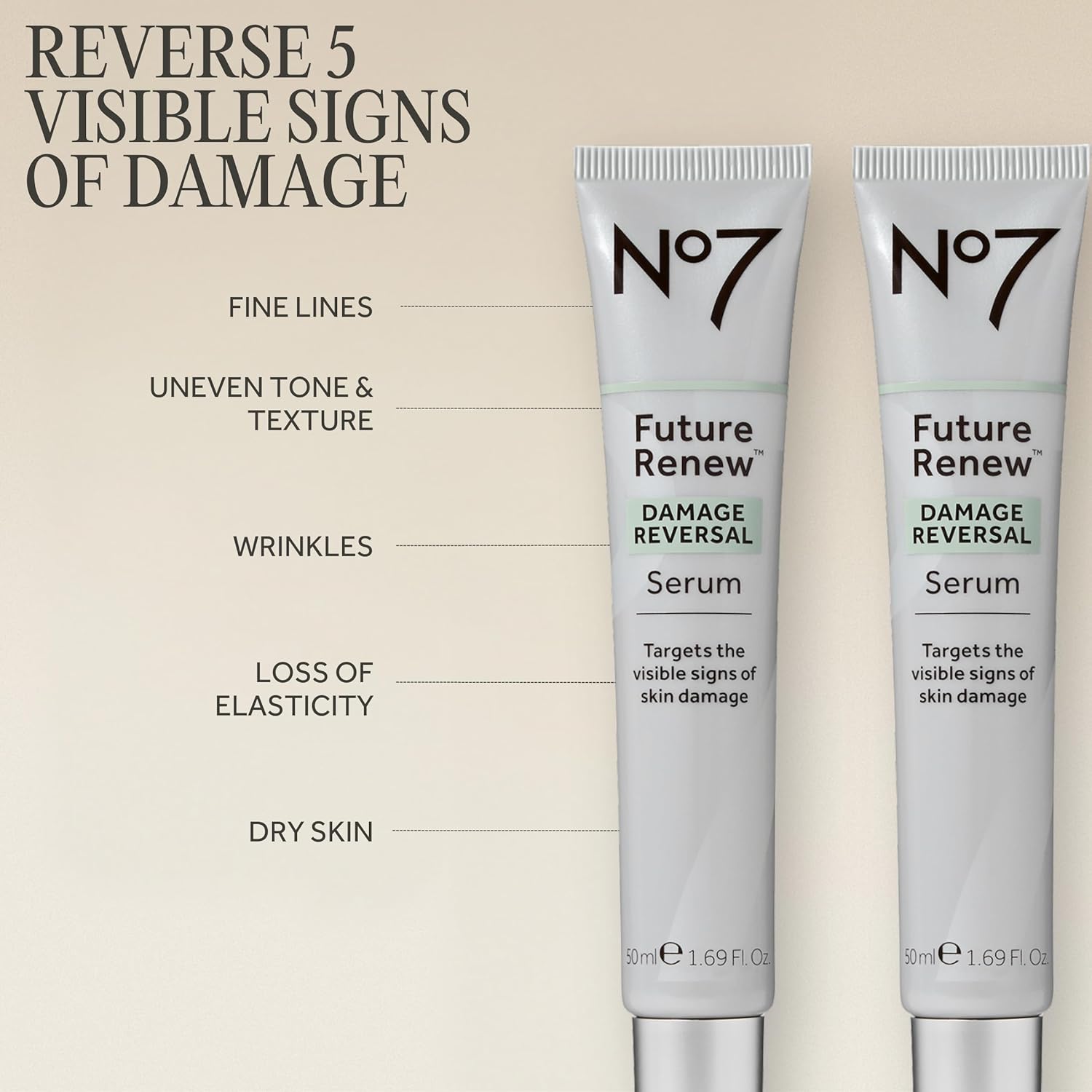 No7 Future Renew Damage Reversal Face Serum - Fast-Absorbing Peptide Serum to Help Visibly Reduce Fine Lines & Wrinkles - Enriched with Hyaluronic Acid & Niacinamide to Combat Dryness (1.69 Fl Oz) - Image 2