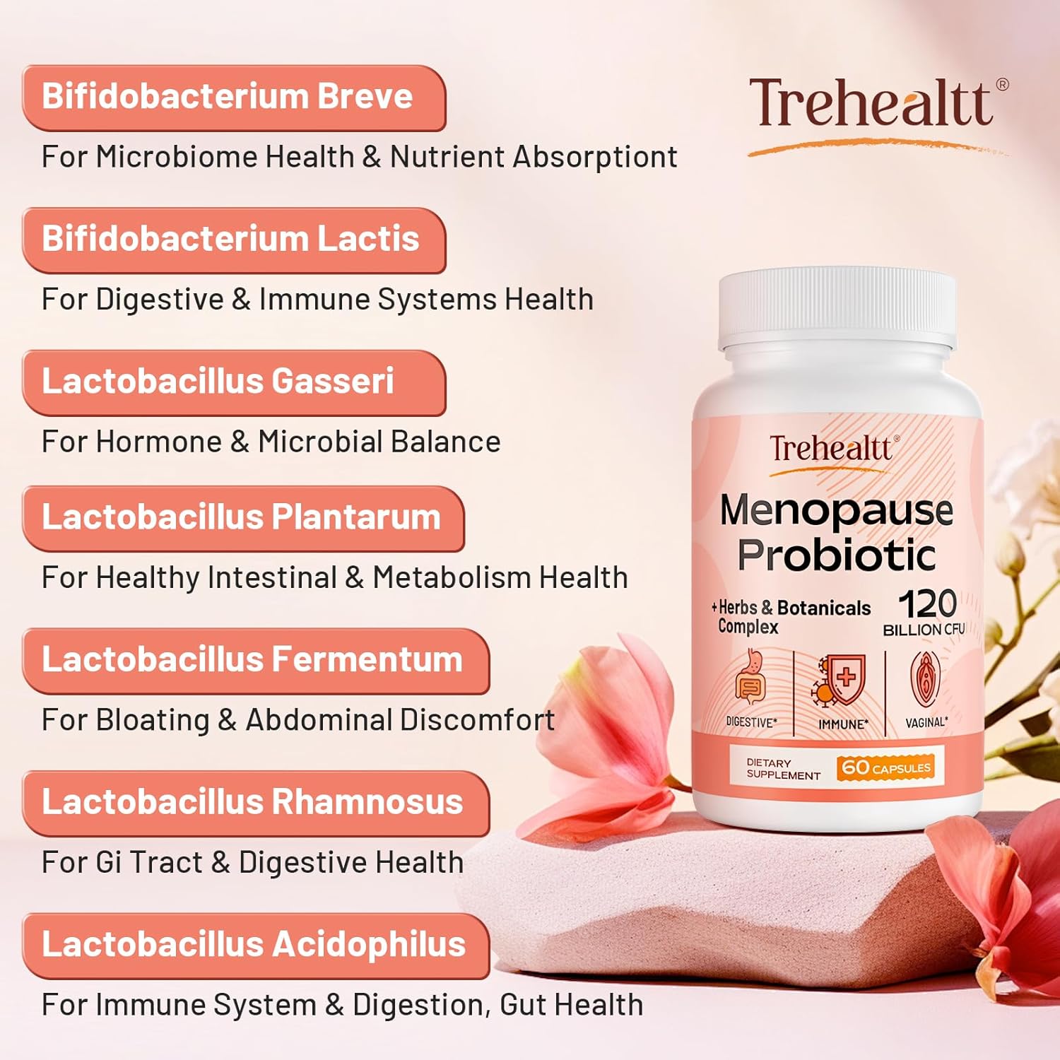 Menopause supplements for women, 120 Billion CFU Probiotic, 13-in-1 Herbs & Botanicals Complex, for Hormone Menopause, Hot Flashes, Night Sweats, Mood Swings, Sleep Disturbances, Vegan, 120 Caps - Image 5