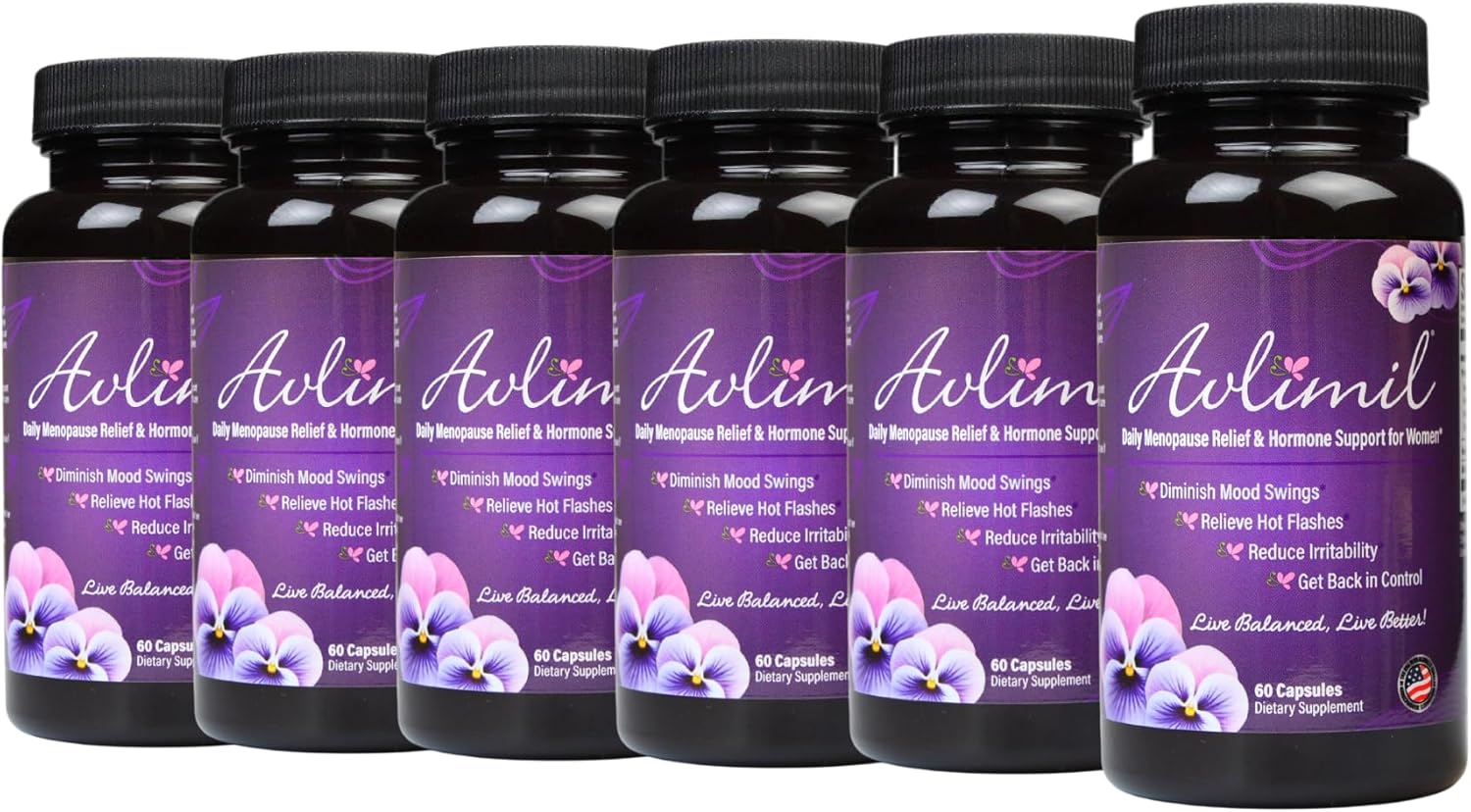 Hormone Balance & Menopause | Relief from Mood Swings, Hot Flashes, Night Sweats & Irritability - Isoflavones, Black Cohosh, Raspberry, Valerian, Sage, Red Clover, Lemon Balm - 60 Count (6)