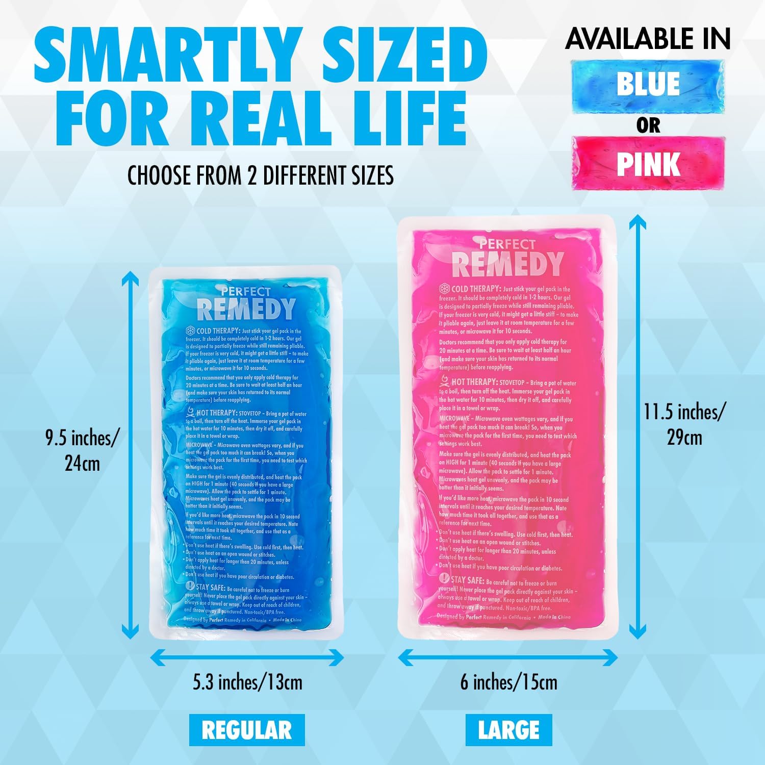 Perfect Remedy Reusable Gel Ice Pack 2-Pack – Hot & Cold Therapy Packs for Pain Relief, Flexible Leakproof Ice Packs for Injuries, Swelling, Muscle Recovery (Blue) - Image 7