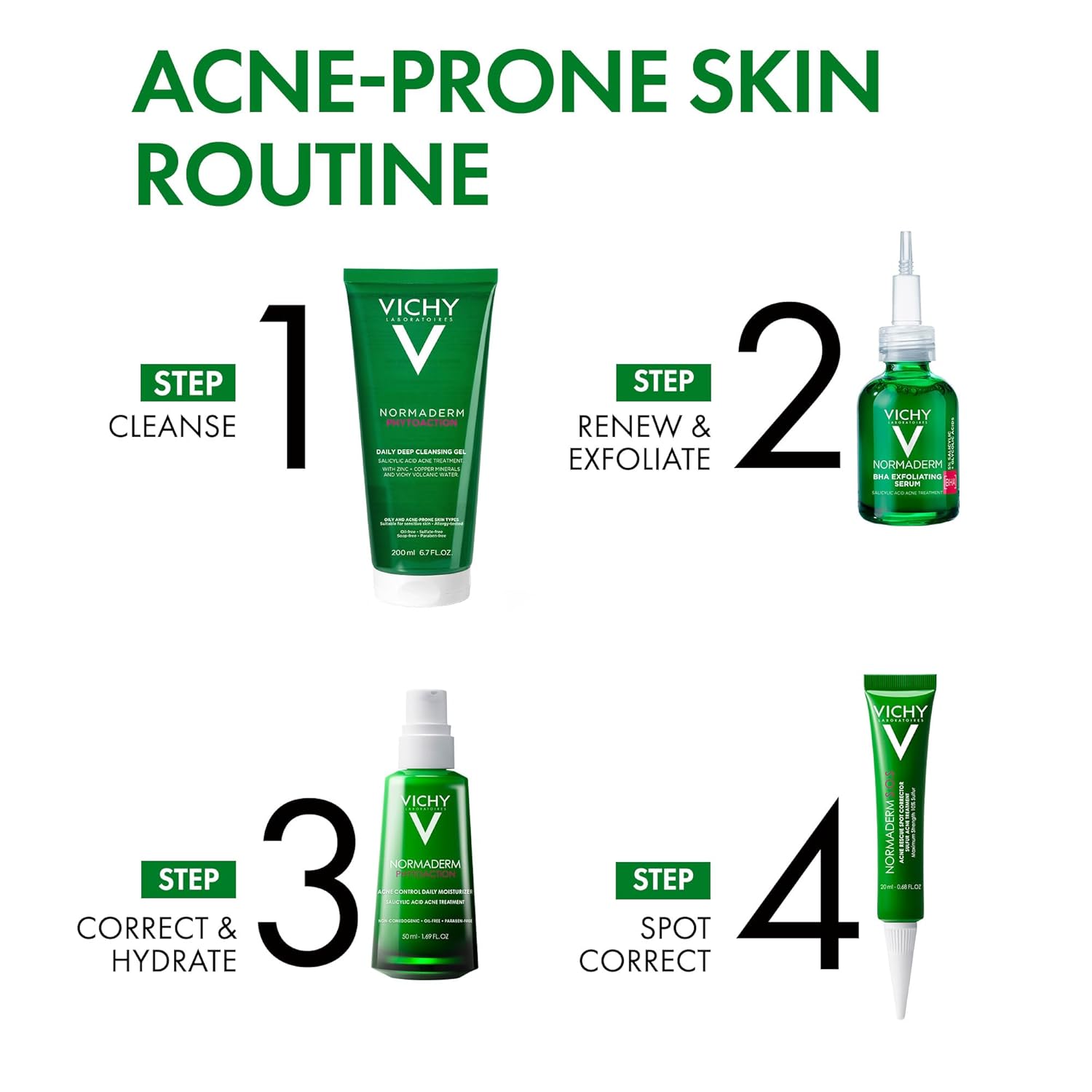 Vichy Normaderm BHA Exfoliating Serum, Salicylic Acid Acne Treatment for Face, Formulated with 4% Glycolic Acid, Gentle Face Exfoliator Clears Blackheads & Acne Blemishes, 1.01 Fl. Oz - Image 8