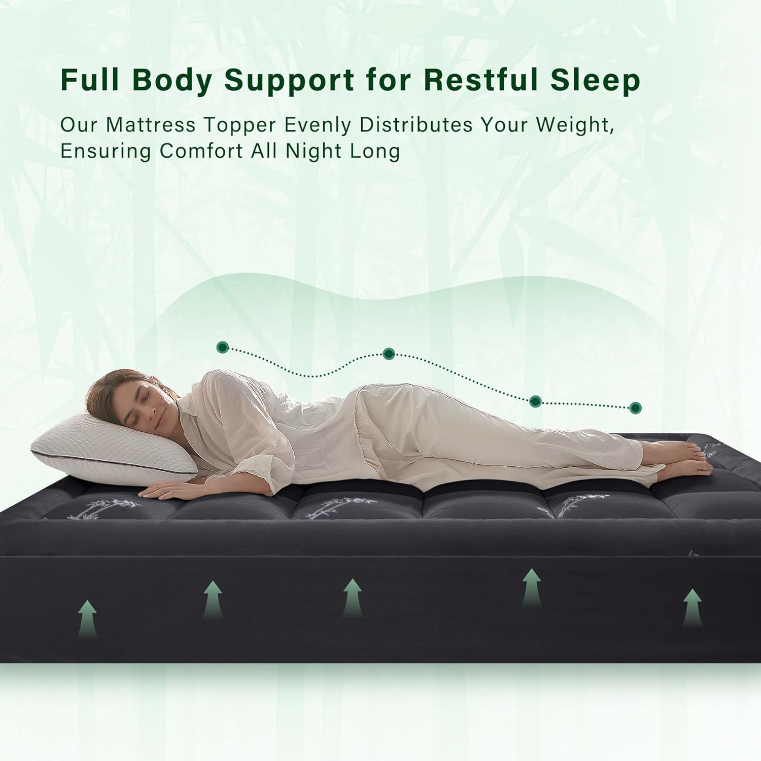 Anluoer Memory Foam Mattress Topper King for Back Pain, Rayon Derived from Bamboo Pillow Top Mattress Topper for Hot Sleepers,Cooling Mattress Pad with 8-21" Deep Pocket, 78x80 Inches, Dark Grey - Image 4