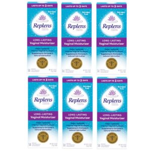 Replens Long-Lasting Vaginal Moisturizer – Estrogen-Free Hydration, 14 Applications (Pack of 6)