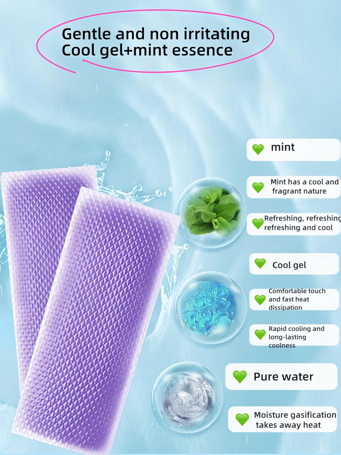Cooling Gel Patches 20 Pack - 8 Hour Ice Cold Relief for Forehead, Neck & Body | Grape Mint Scented | Instant Temperature Drop for Sunburn, Workouts, | Hypoallergenic, Non-Irritating & Portable - Image 2