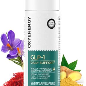 OxyEnergy GLP-1 Supplement Weight Loss Pills for Women & Men, Appetite Suppressant with Akkermansia Probiotic, Diet Pills Metabolism & Gut Health Booster, Ginger & Saffron Extracts, Vegan Capsules