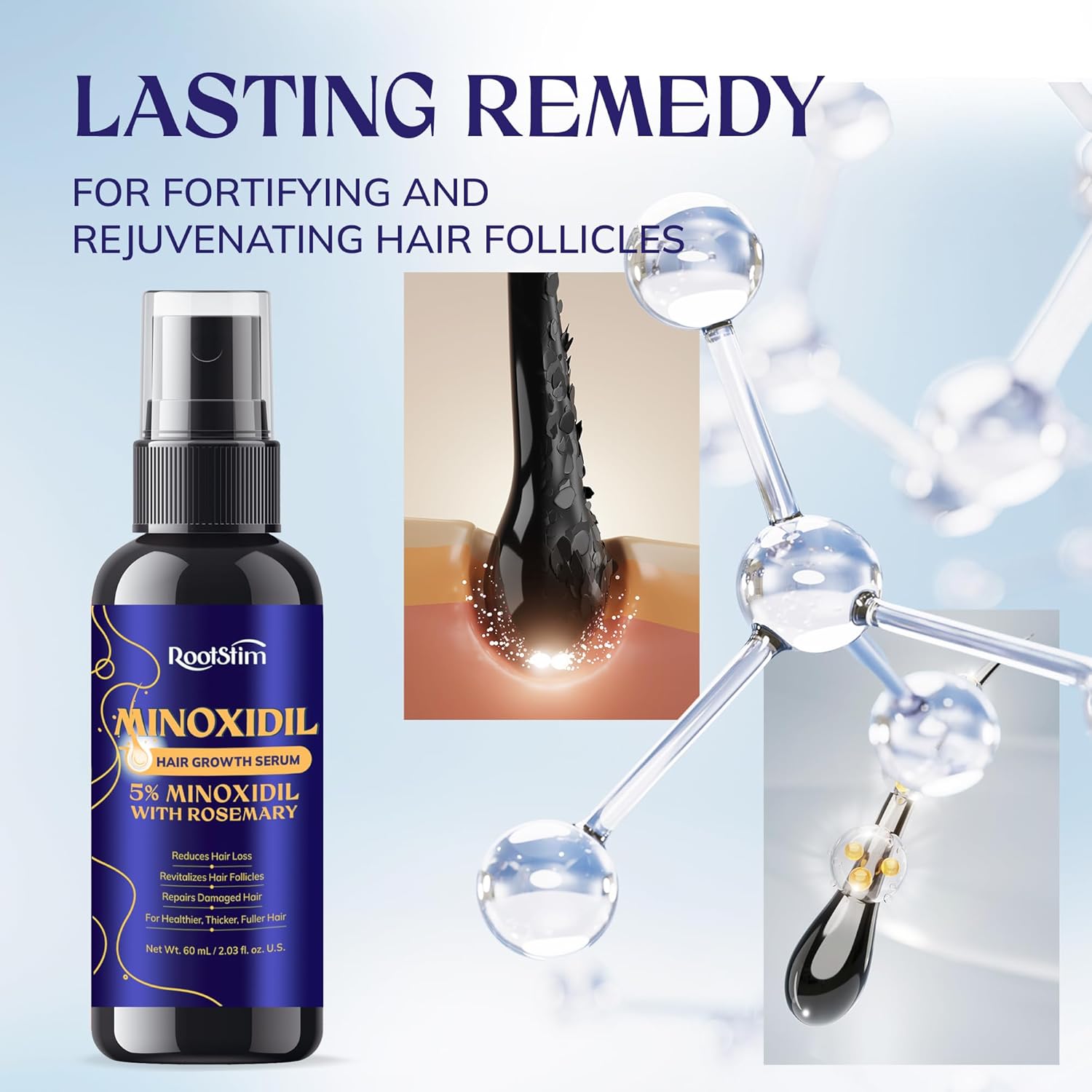 5% Minoxidil Hair Growth for Men and Women: Extra Strength Minoxidil Hair Loss Treatment Serum with Rosemary for Faster Stronger Thicker Hair Growth 60ML - Image 7