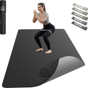 HAPBEAR Large Yoga Mat - 72"x36"x6mm (1/4 inch), Extra Wide Non-Slip Exercise Mat for Home Workout, Yoga, Pilates & Stretching, Durable & Eco-Friendly, Includes Bonus Resistance Bands & Carry Bag