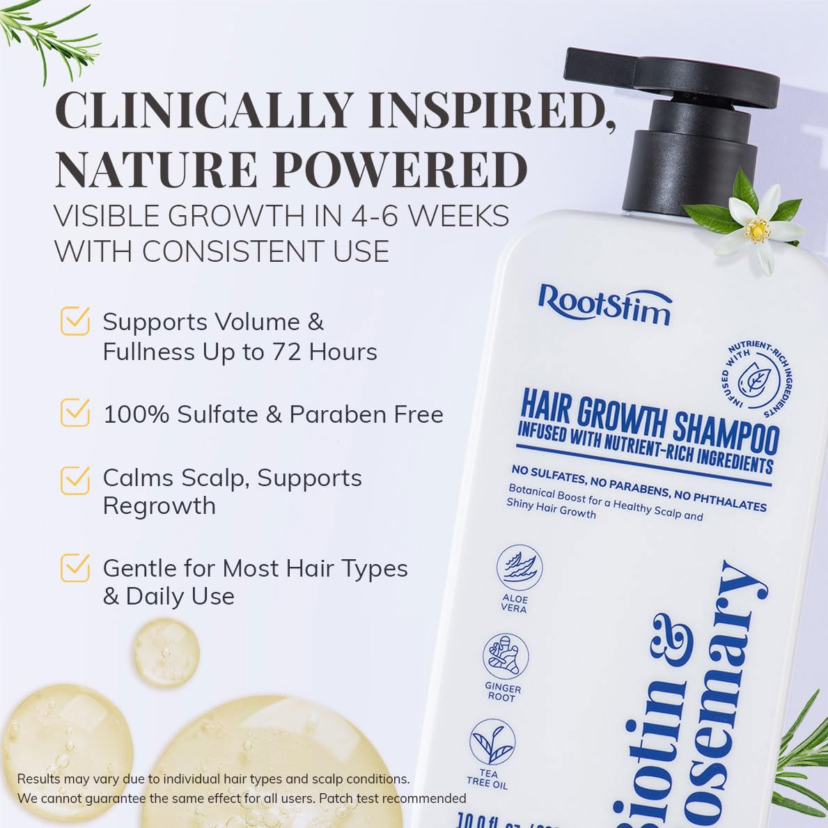 Biotin & Rosemary Shampoo for Hair Growth: Hair Loss Shampoo for Thinning Hair Infused with Natural Nutrient Rich Ingredients for Hair thickening Sulfate Free 10 fl oz - Image 2