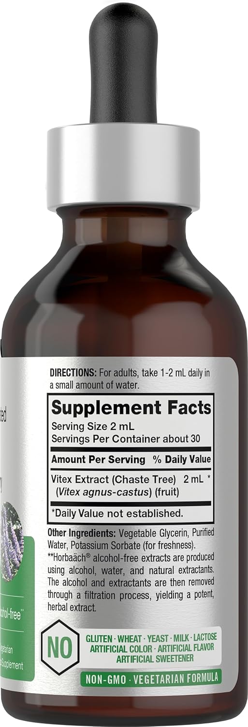 Horbäach Vitex Berry Chasteberry Extract Tincture | 2 fl oz | Super Concentrated Liquid | Alcohol Free Chaste Tree Berry Supplement | Vegetarian, Non-GMO, Gluten Free - Image 2