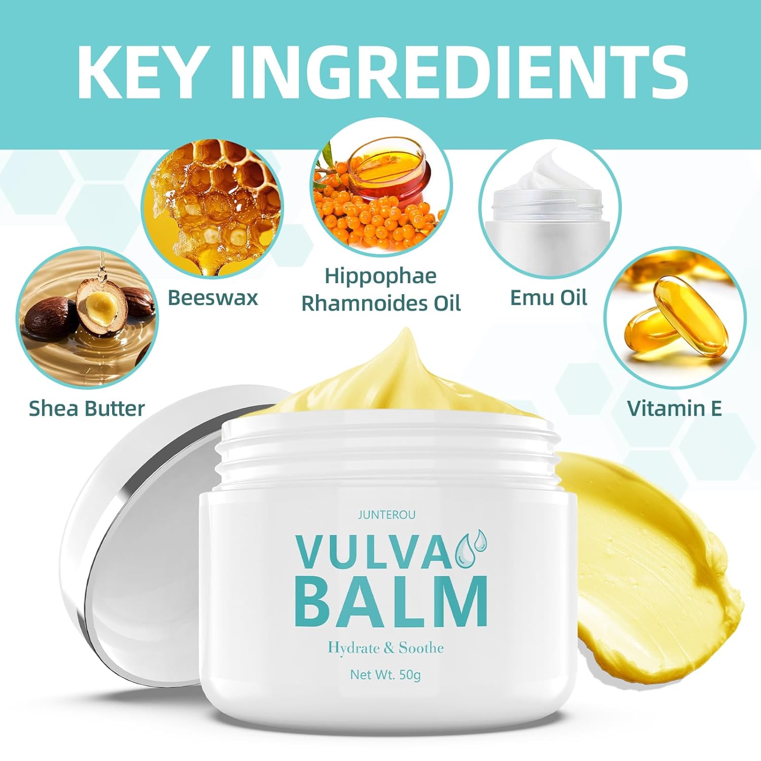 Vaginal Moisturizer for Vaginal Dryness & Itching, Vulva Balm with Shea Butter & Vitamin E-Intimate Care & Menopause Support, No Fragrances & Harsh Chemicals, Pure and natura,50g - Image 5