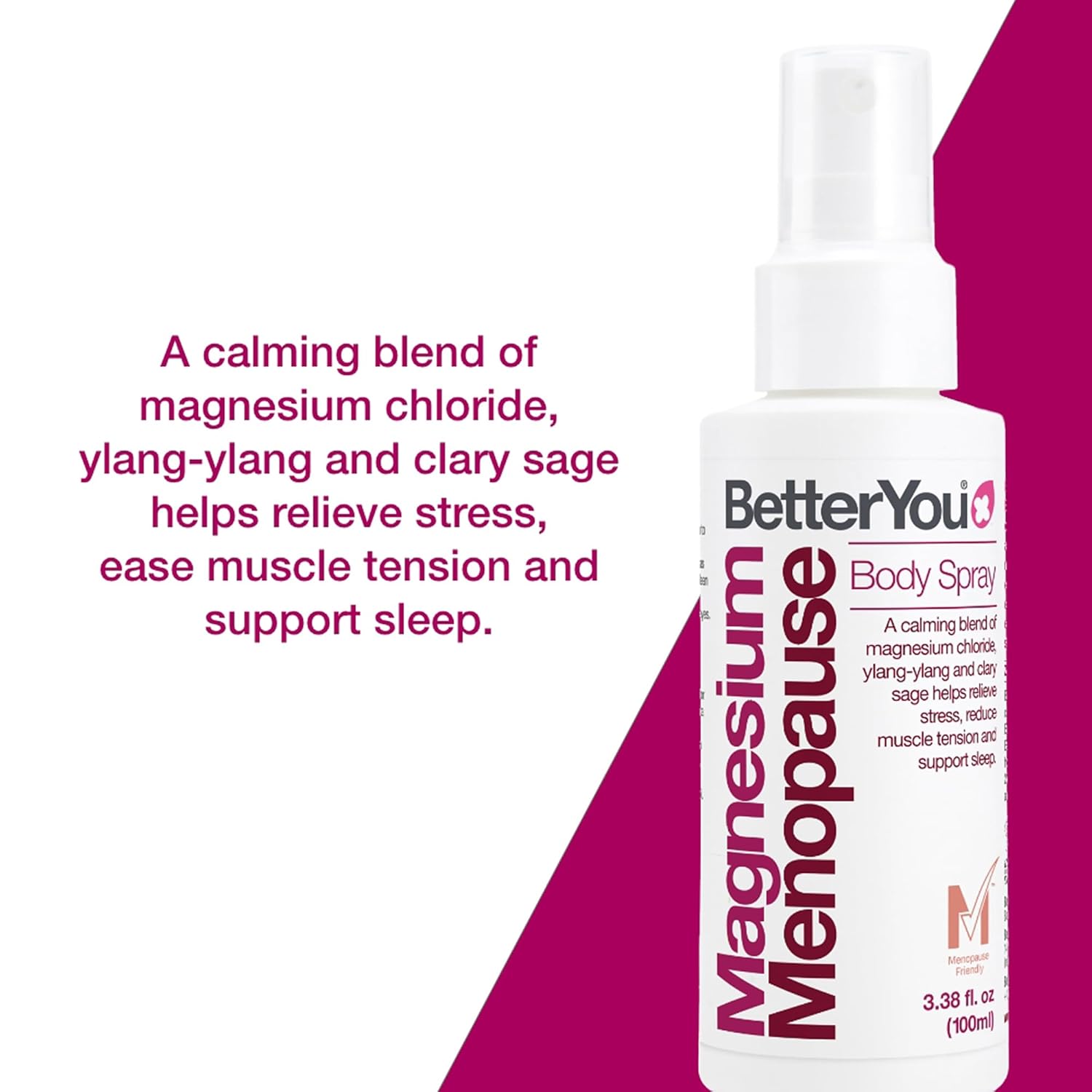 BetterYou Menopause Body Spray - Magnesium Chloride Spray for Menopause Relief - With Ylang Ylang and Clary Sage - Muscle and Sleep Support - 3.38 oz - Image 2