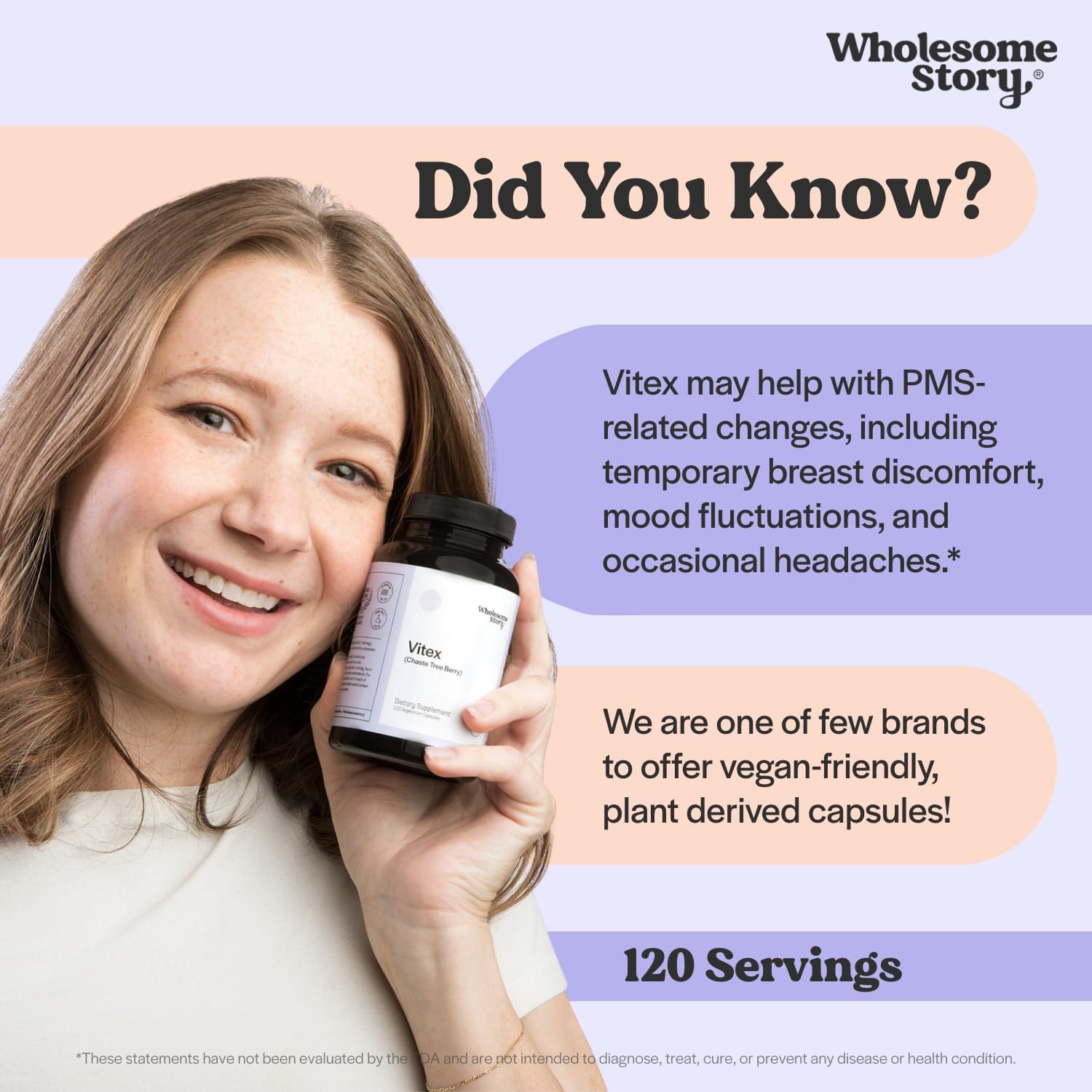 Wholesome Story Organic Vitex Chasteberry Supplement for Women | Hormone Balance, Fertility Support & Period Regulation | Vitex Berry Agnus Castus Extract | 120 Capsules | Chaste Tree Berry - Image 4