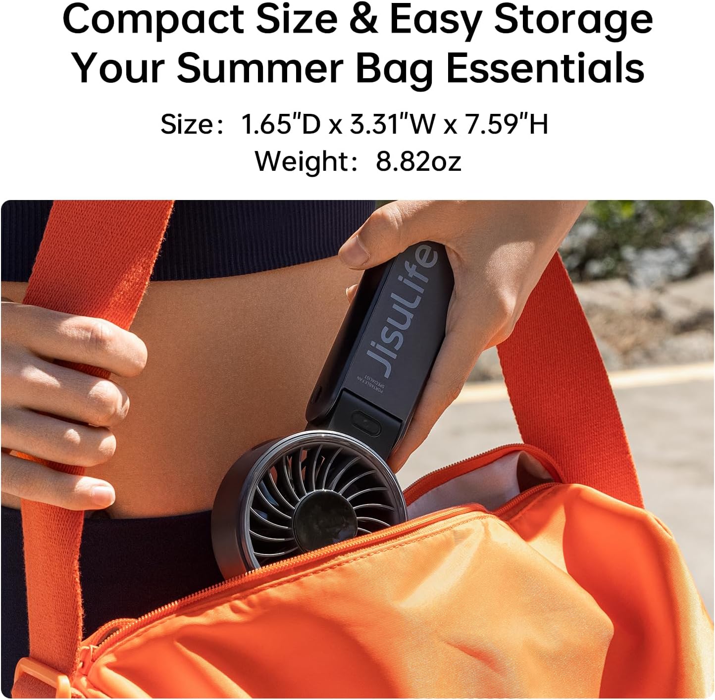 JISULIFE Handheld Fan Life7 – Ultimate Flexibility: Wide & Strong Airflow, 19.5H Max Cooling, 5000mAh Rechargeable, 5-Speed, LED Display, 3 IN 1 Portable Fan for Travel, Concerts, Sports Events(Black) - Image 8