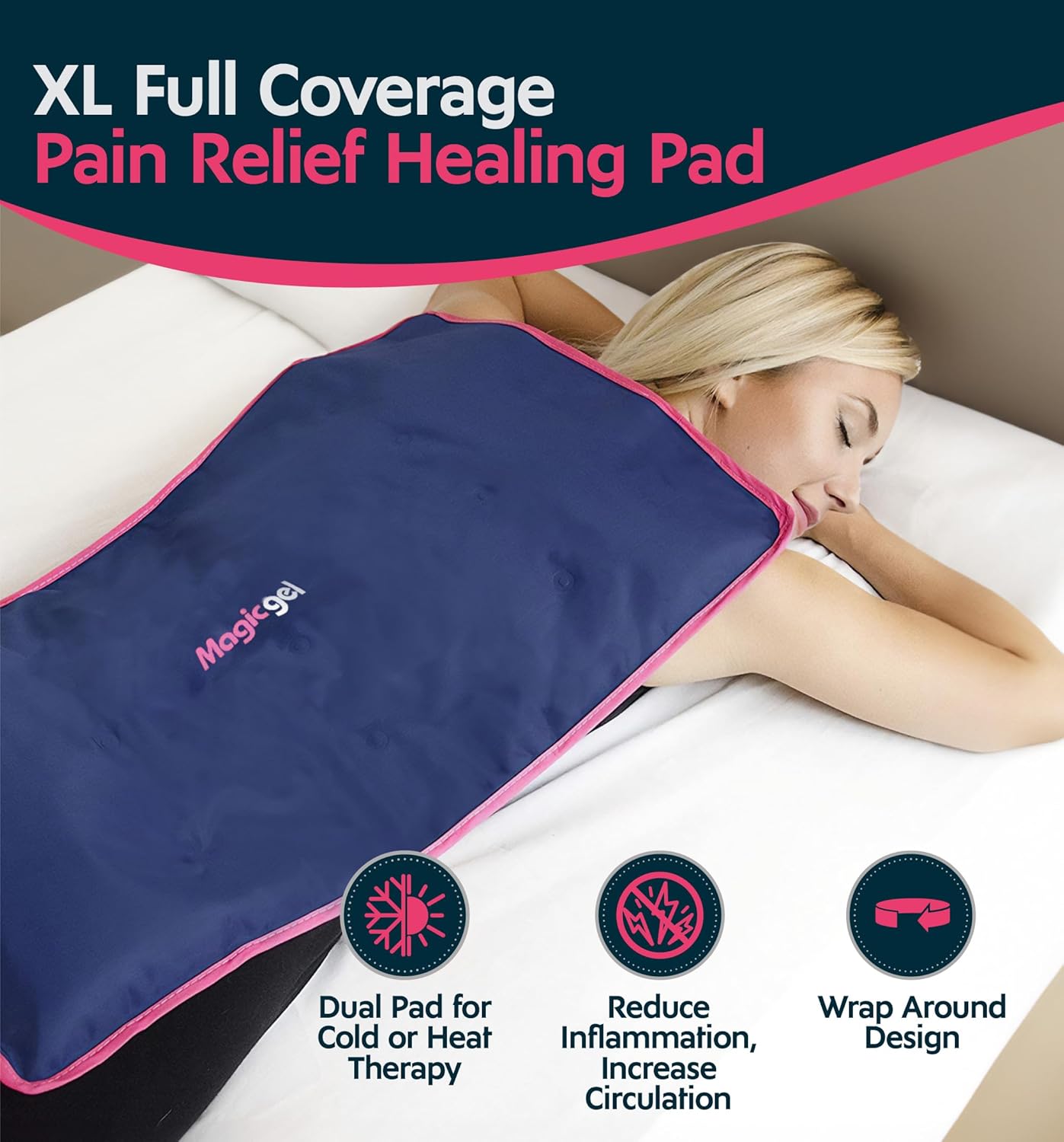 Extra Large & Reusable Ice Pack (15 x 23.5 inches, XL) for Maximum Back and Full Body Pain Relief from Injuries, Swelling, Bruises, Sprains | Ice Blanket for Sleeping & Physical Therapy | By Magic Gel - Image 2