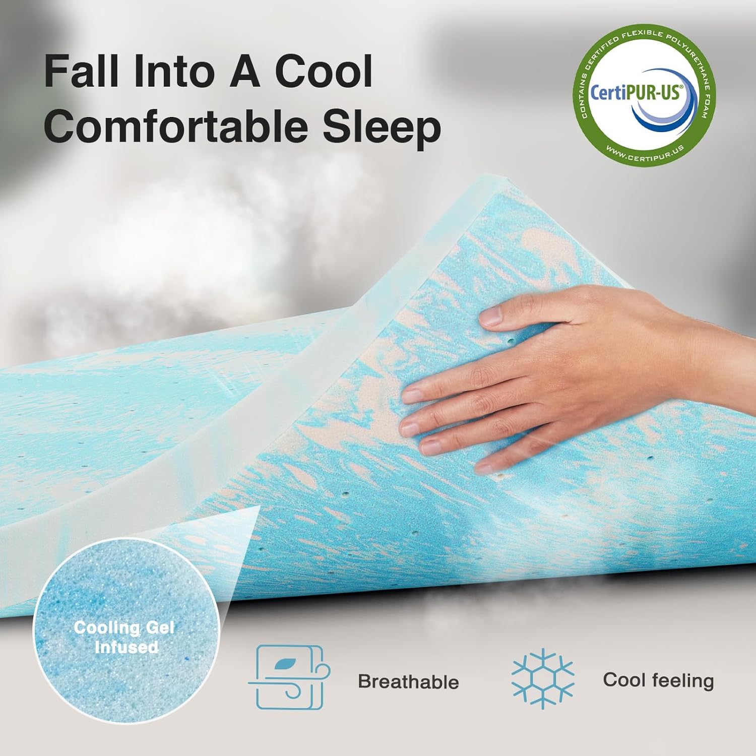 Novilla Memory Foam Mattress Topper Queen - 2 Inch Cooling Gel Infused Memory Foam | Slow-Rebound Pressure Relief | CertiPUR Certified | Comfort for Sleeper Sofa, RV, Camper, Dorm Room - Image 2