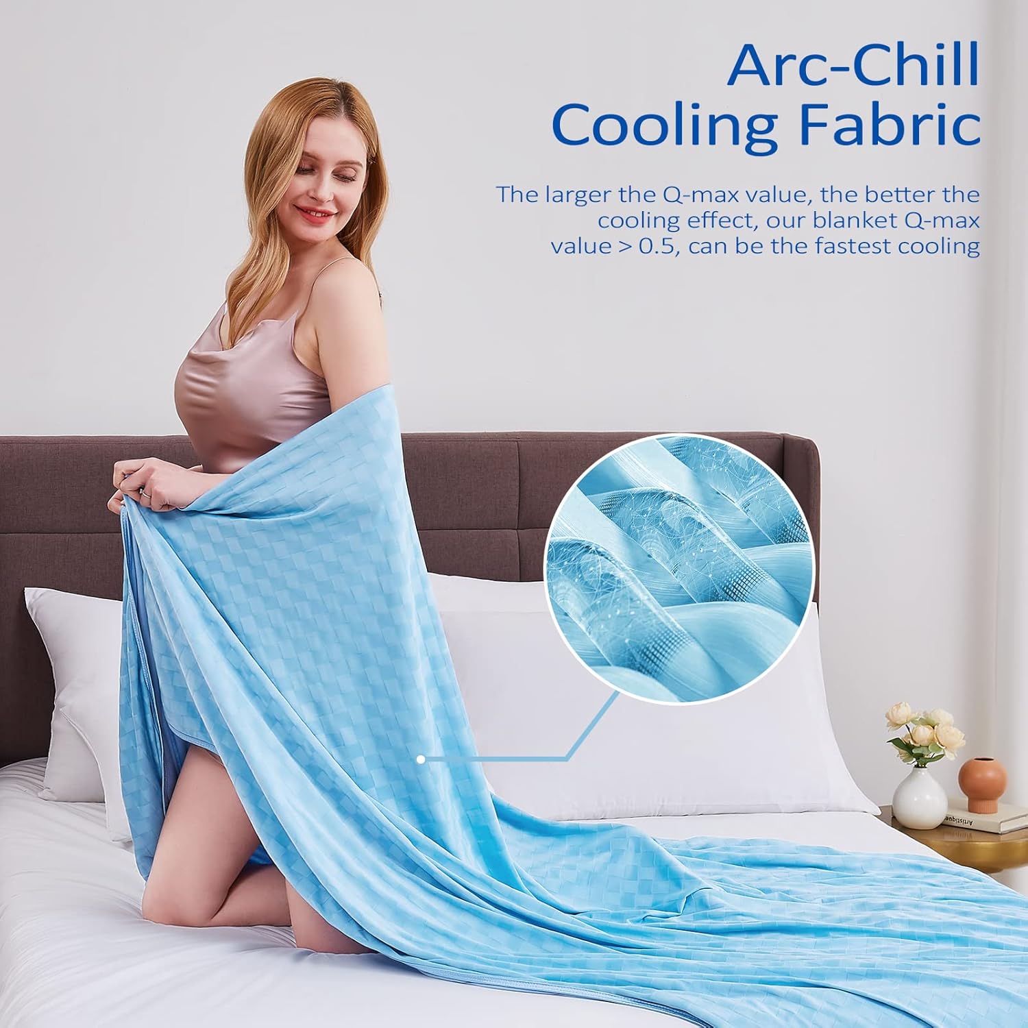 Topcee Cooling Blanket, Summer Cooling Blankets for Hot Sleepers, Arc-Chill Q-Max>0.5 Cool Fiber, Oeko-TEX 100% Certified, Soft, Breathable, Double-Side Bed Throw,Keep Cool for Adults Kids 50"x70" - Image 3