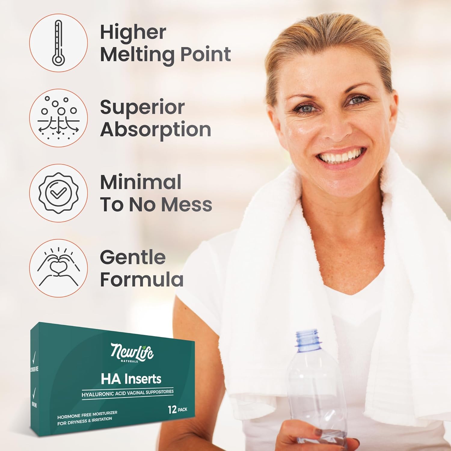 NewLife Naturals Hyaluronic Acid Suppositories for Women – Vaginal Moisturizer & Dryness Support – 5 mg Hormone-Free Formula – 12 Vaginal Suppositories, 30-Day Supply, Made in USA - Image 4