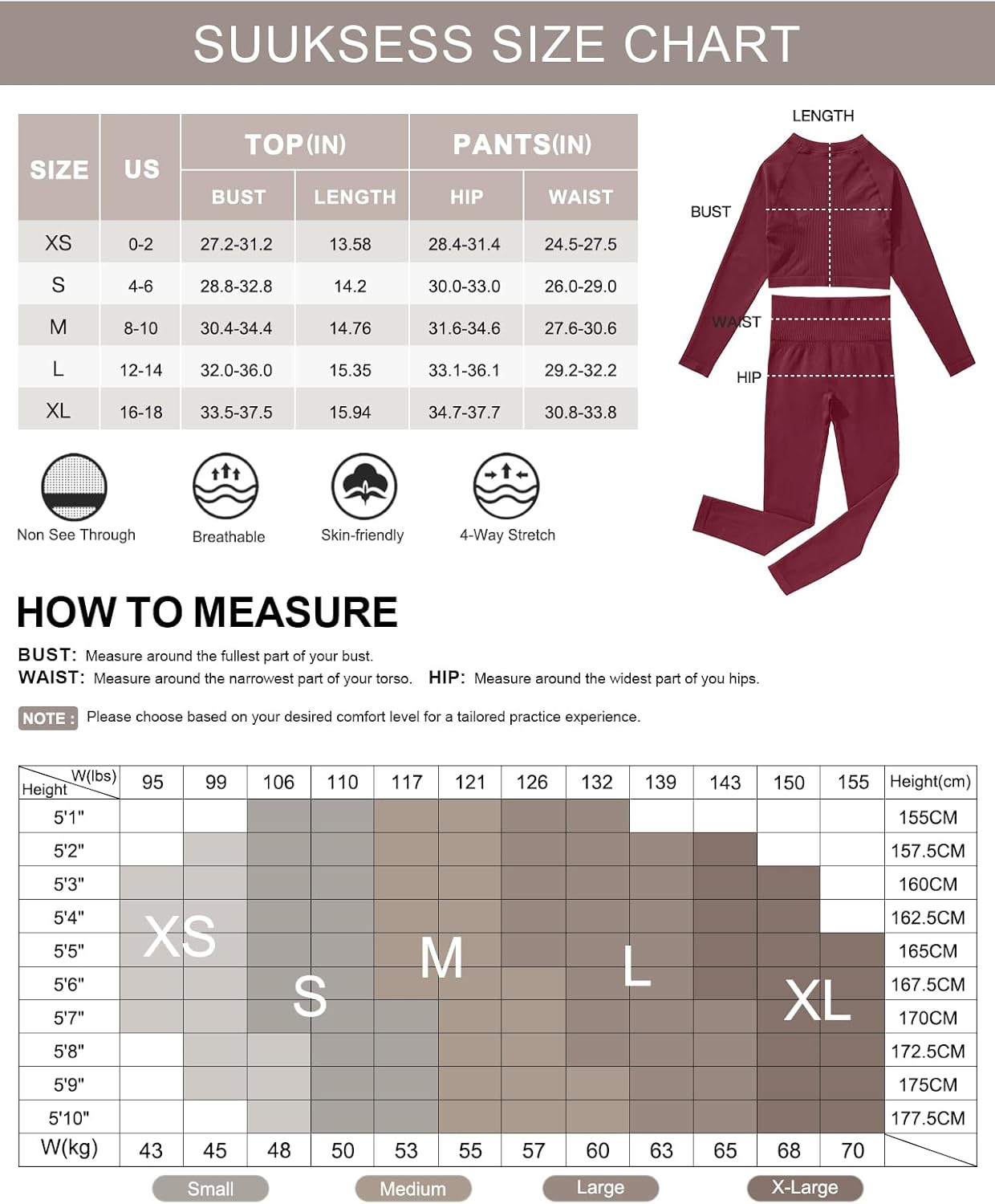 SUUKSESS Women 2 Piece Workout Sets Hidden Scrunch Hip Lifting Seamless Leggings Long Sleeve Yoga Crop Tops - Image 6