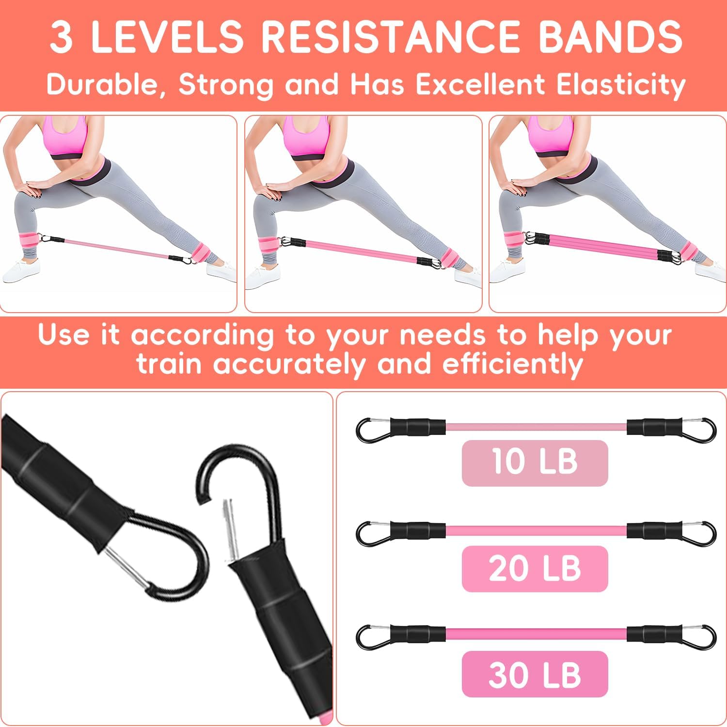 11 Pcs Ankle Resistance Bands with Cuffs, Glutes Workout Ankle Weights for Women Working Out, Exercise Bands Set with Ankle Straps for Leg Butt Exercise Equipment - Perfect for Home Workouts - Image 4