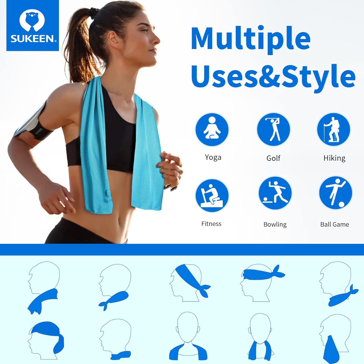 Sukeen 4pack Cooling Towel (40"x12"), Ice Towel,Soft Breathable Chilly Towel,Microfiber Towel for Yoga,Sport,Running,Gym,Workout,Camping,Fitness,Workout & More Activities - Image 4
