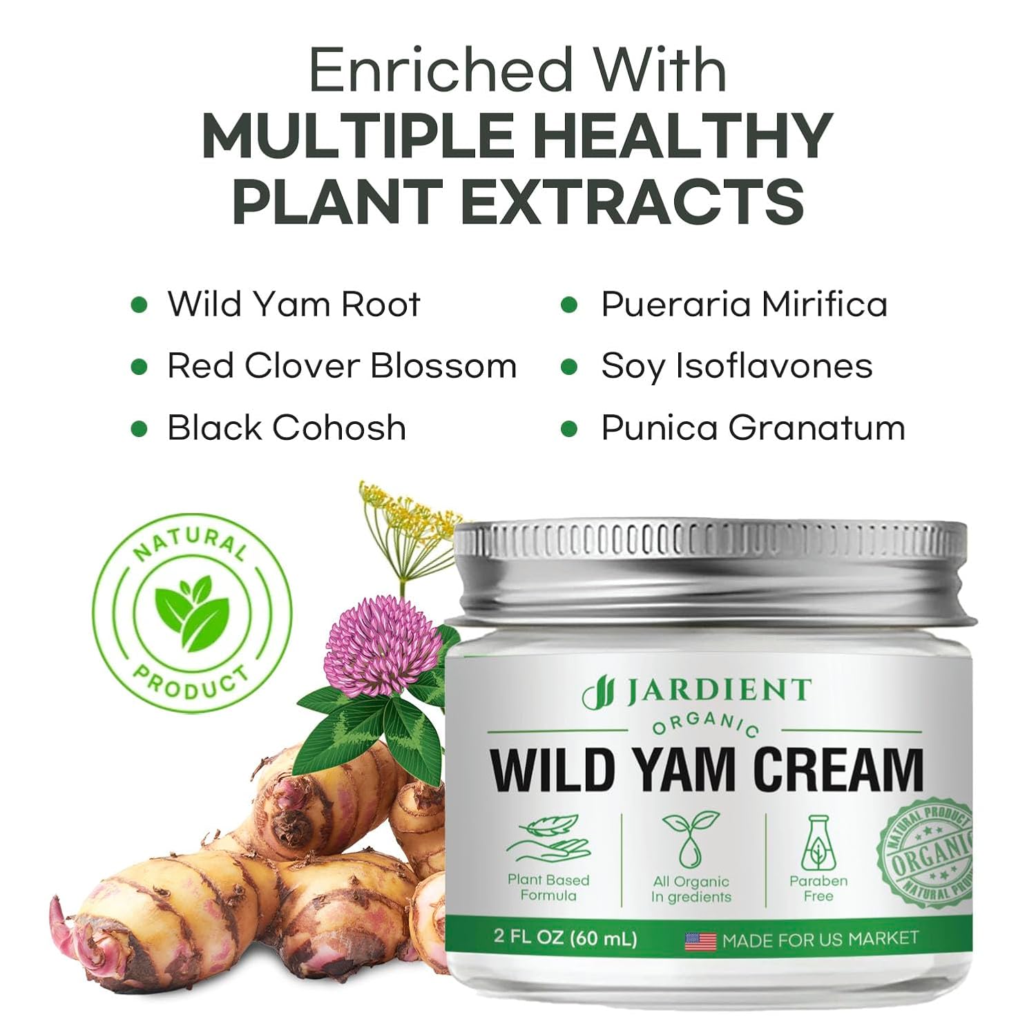 Jardient Wild Yam Cream Hormone Balance: Australia Dr. Barbara O'neill Recommended Organic Formula for Menopause Relief & Menstrual Support Like Hot Flashes Night Sweats - Image 3