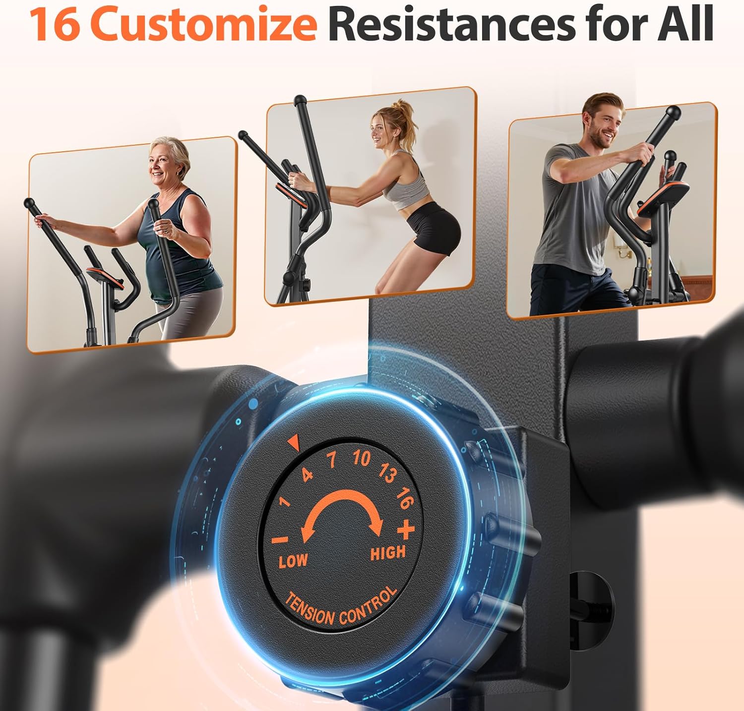 Niceday Elliptical Exercise Machine, Elliptcal Machine for Home, 15.5IN&16IN&20IN Stride Elliptical Machine, 500LBS Loading Capacity, Elliptcal Training Machine with 16 Level Resistance - Image 5