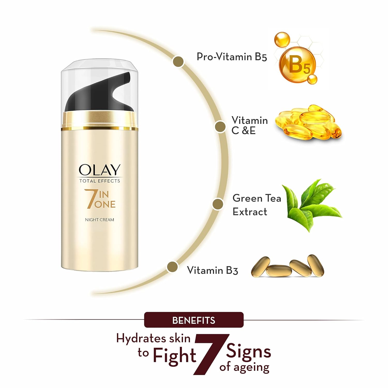Olay Total Effects Night Firming Facial Moisturizer Treatment 1.7 Fl Oz, Packaging May Vary - Image 3
